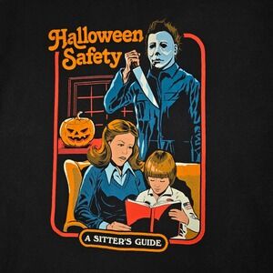 Creepy Co Halloween Safety Graphic T-Shirt Mens 2XL Black Michael Myers Horror